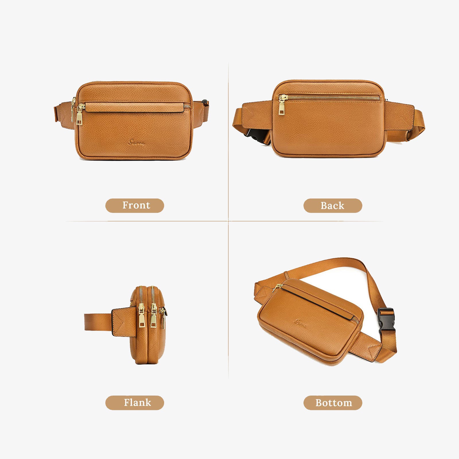 Genuine Leather RFID Blocking Waist Belt Bags