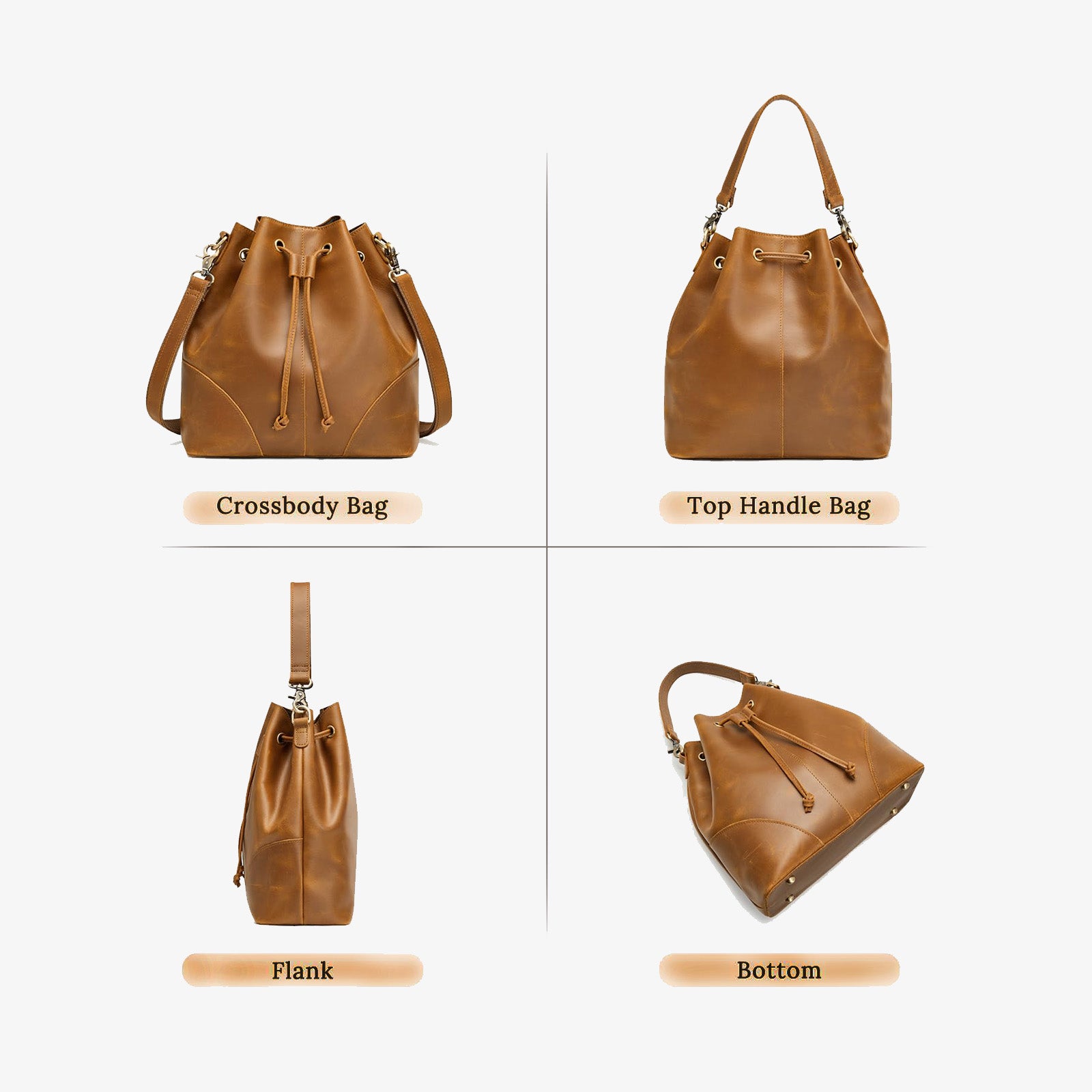 Vintage Drawstring Bucket Bags