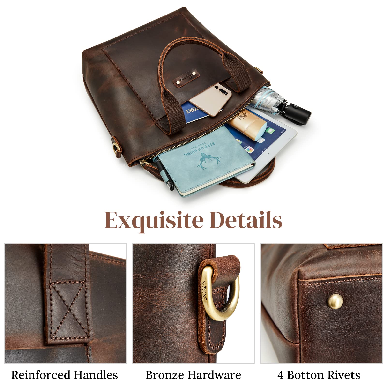 Genuine Leather Top-Handle Satchel Bags