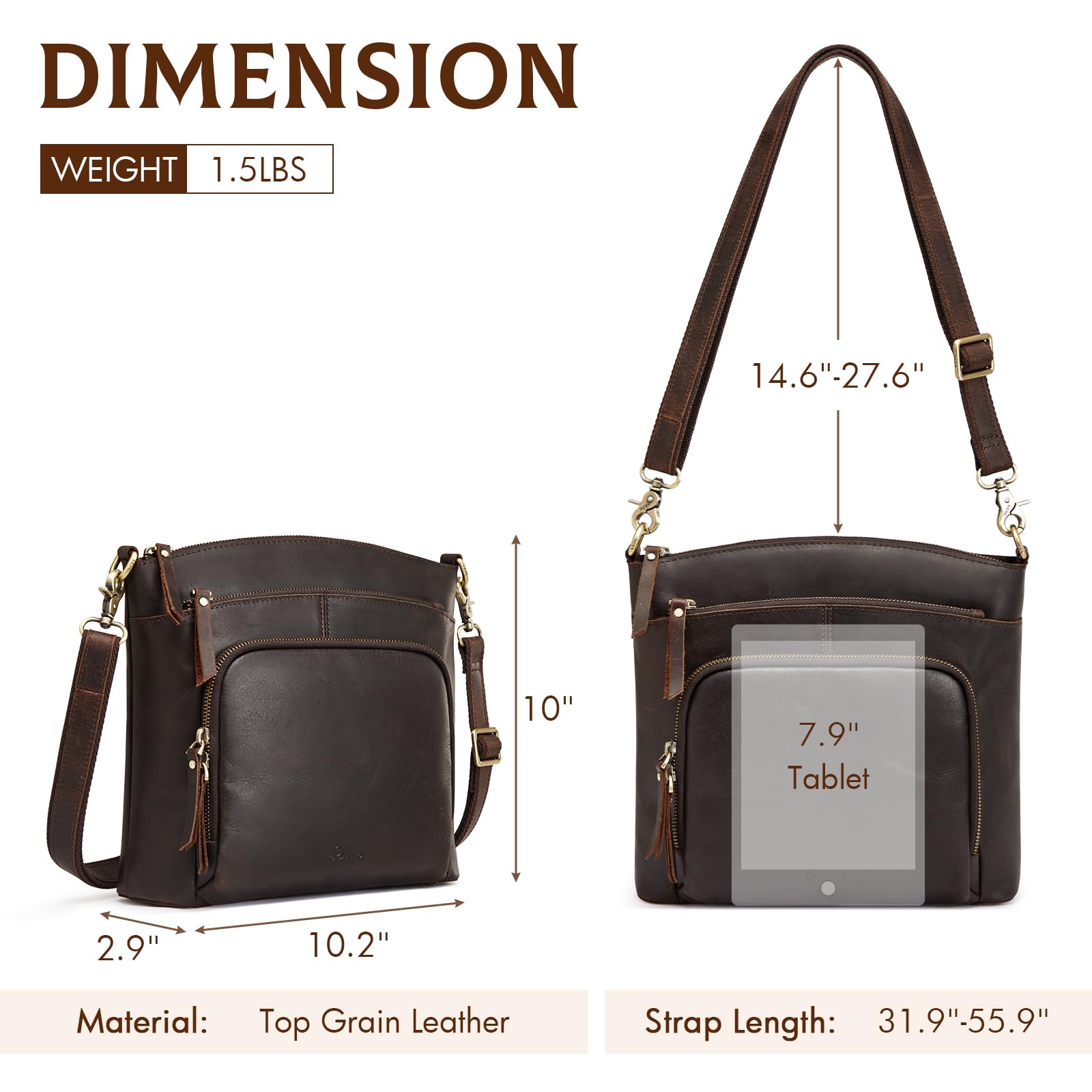 Disenger Genuine Leather Satchel Crossbody Bag