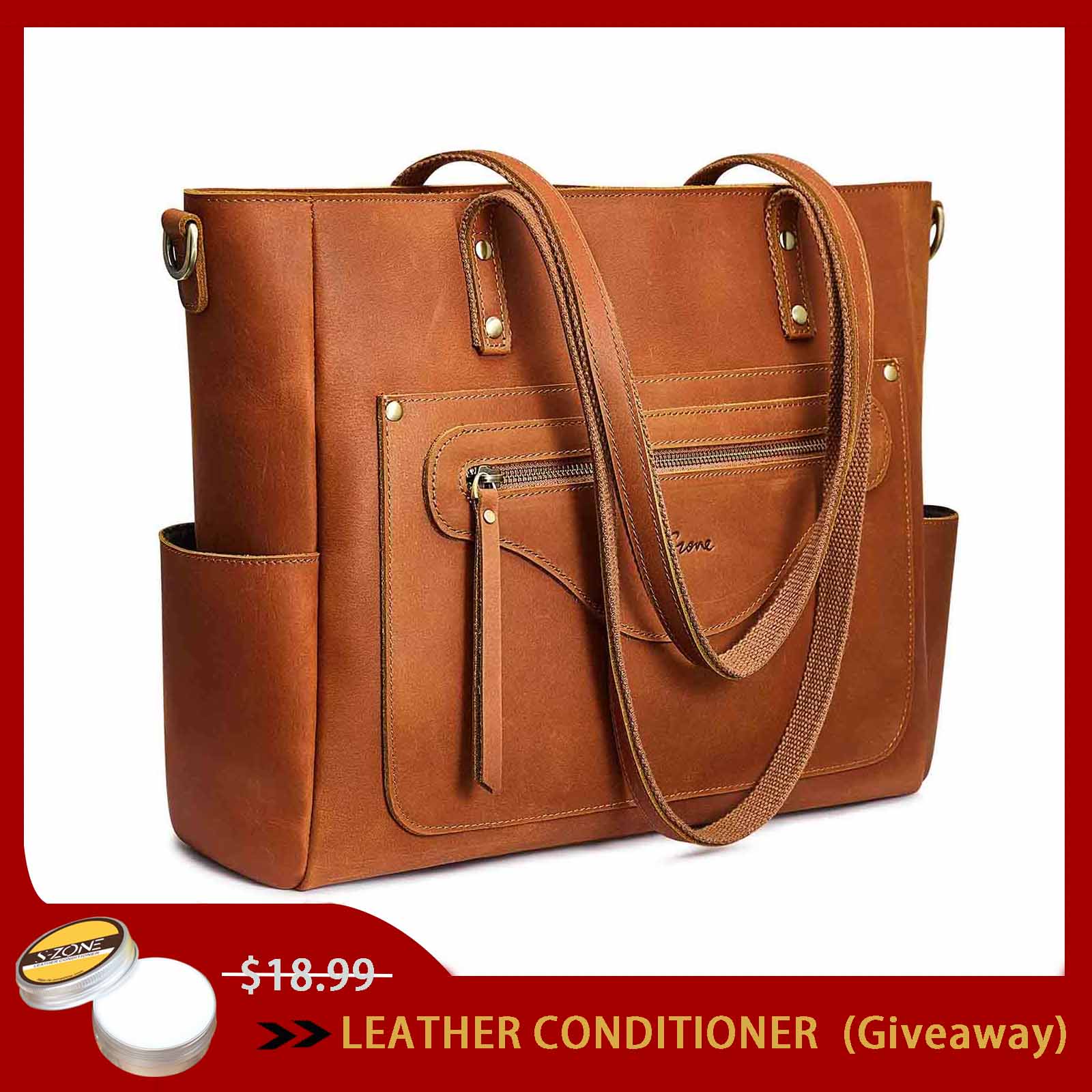 Women Vintage Genuine Leather Tote Bag