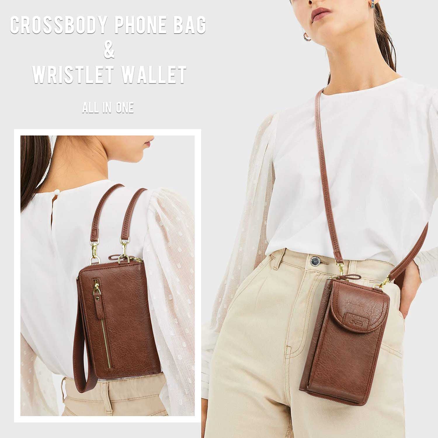 RFID Crossbody Wristlet Cell Phone Purse