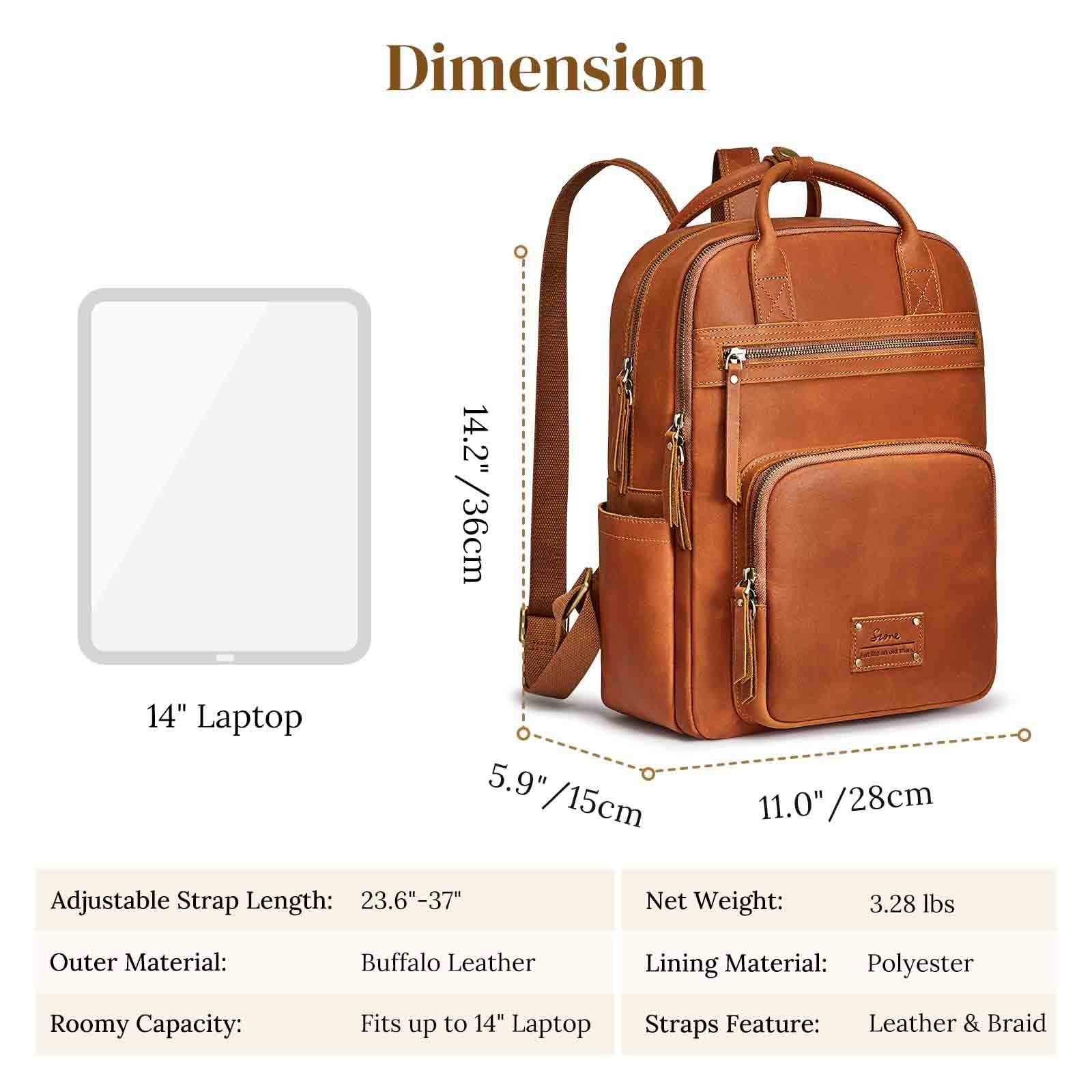 Genuine Leather Travel School Backpack