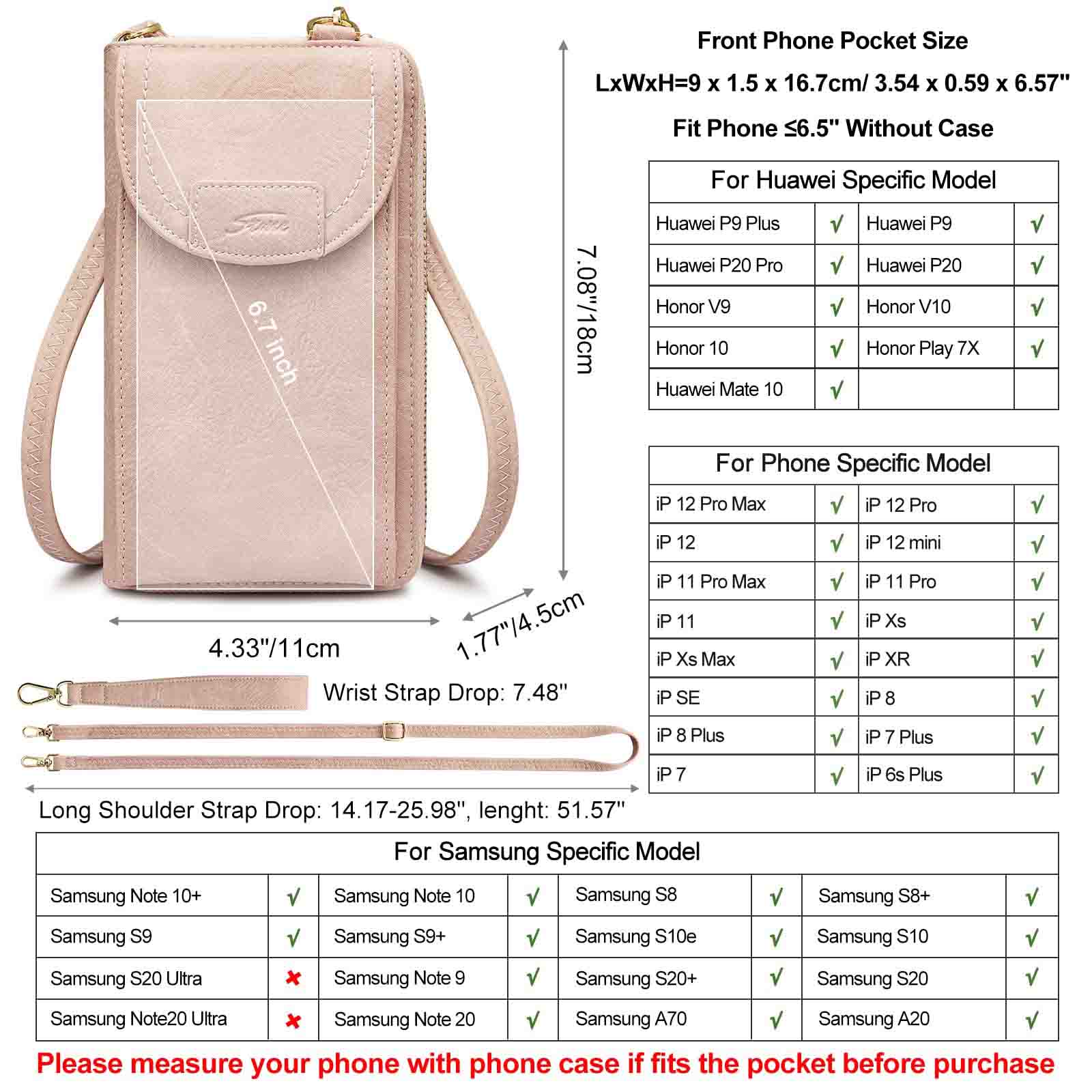 RFID Crossbody Wristlet Cell Phone Purse