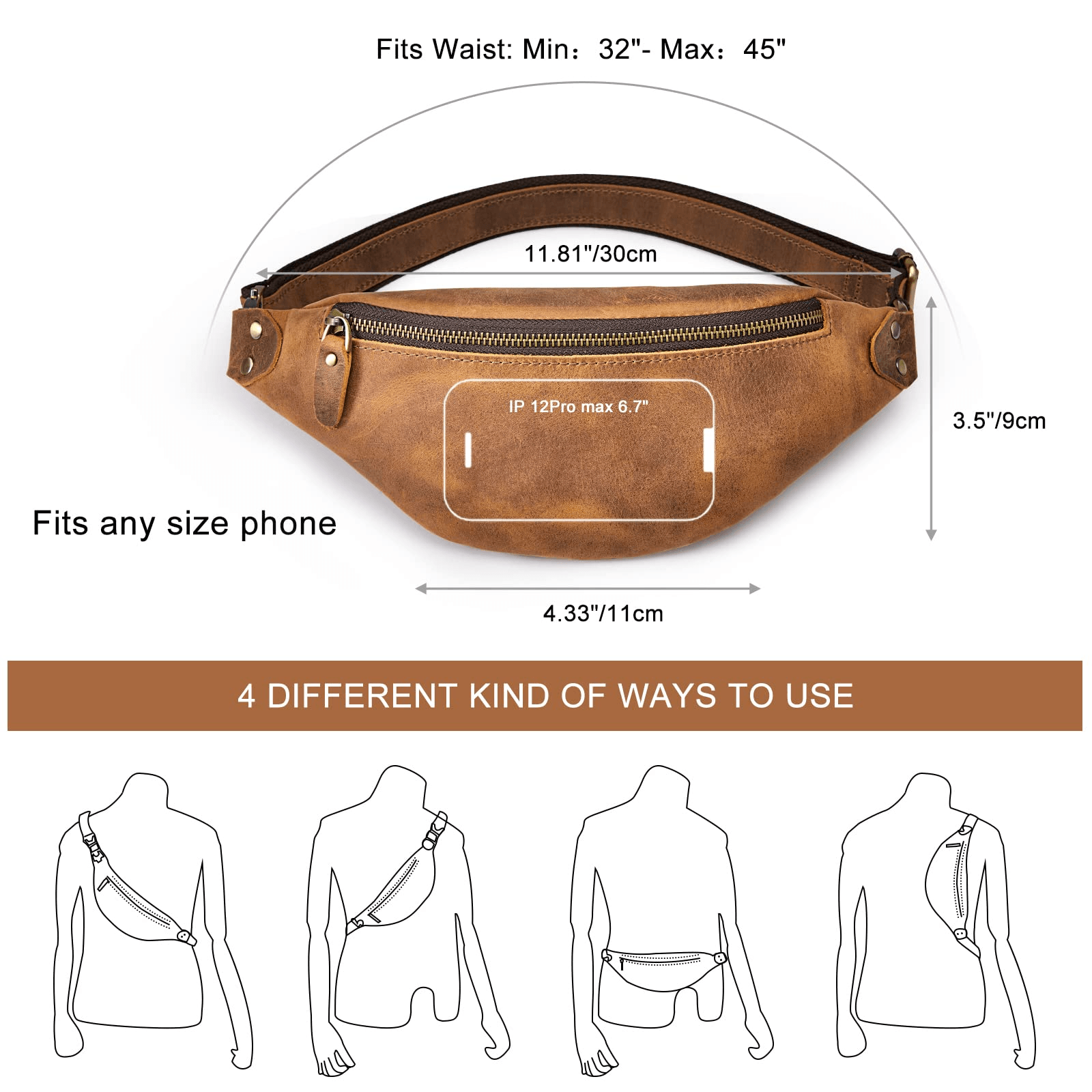 Vintage Crossbody Belt Bag For Men