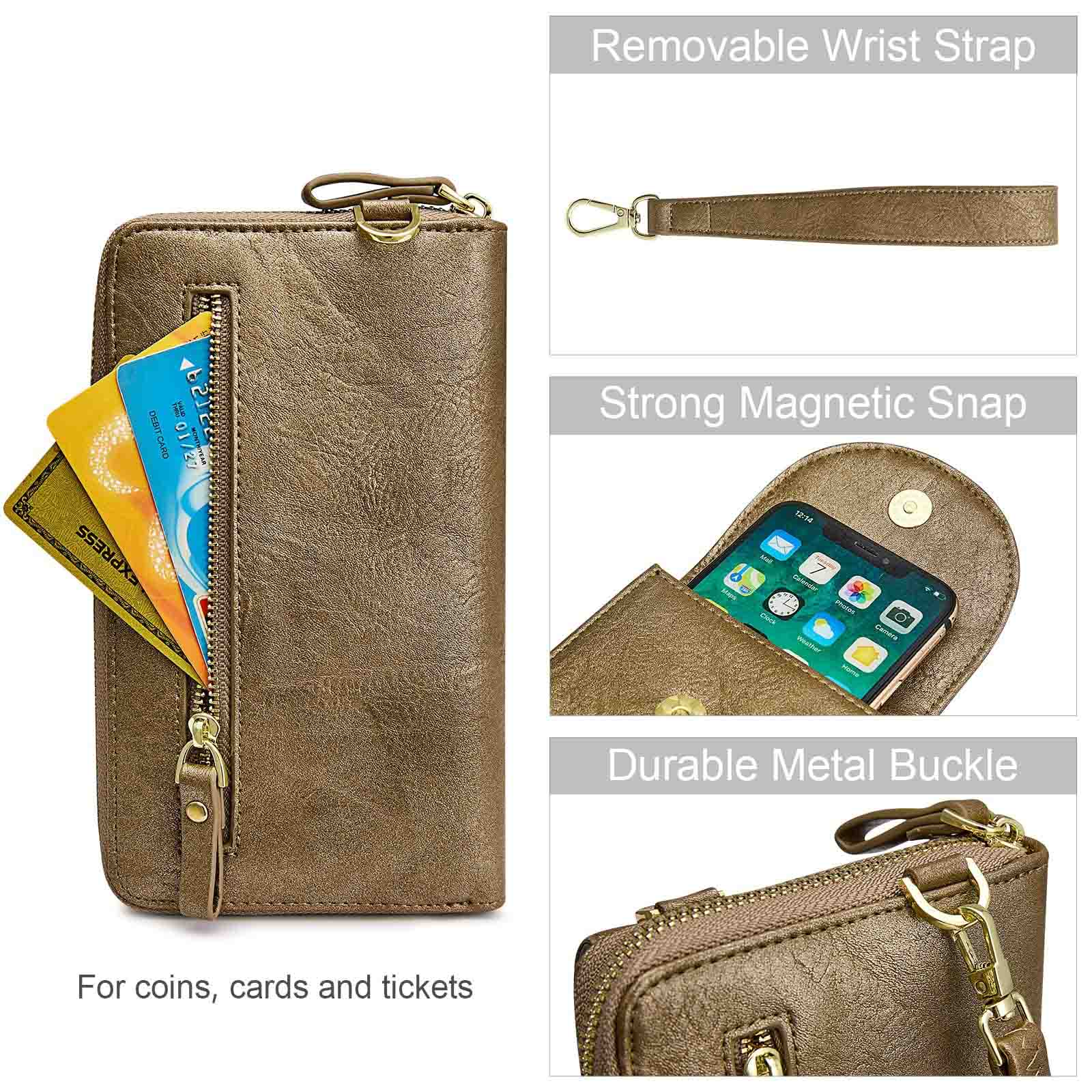 RFID Crossbody Wristlet Cell Phone Purse