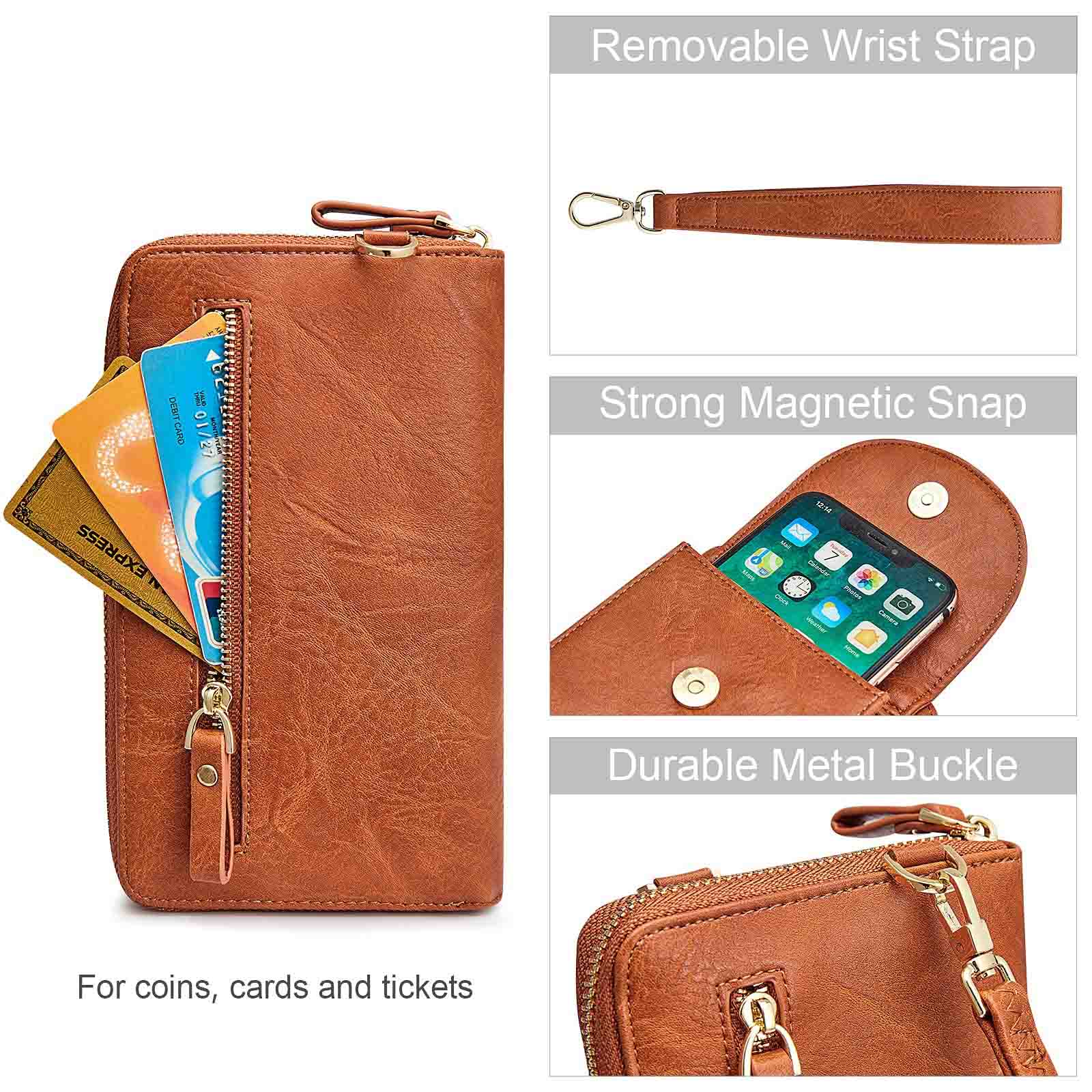 RFID Crossbody Wristlet Cell Phone Purse