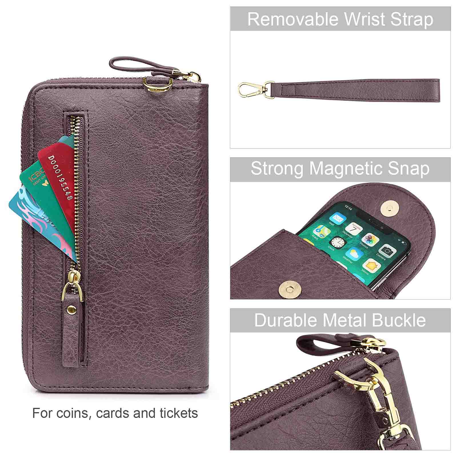 RFID Crossbody Wristlet Cell Phone Purse