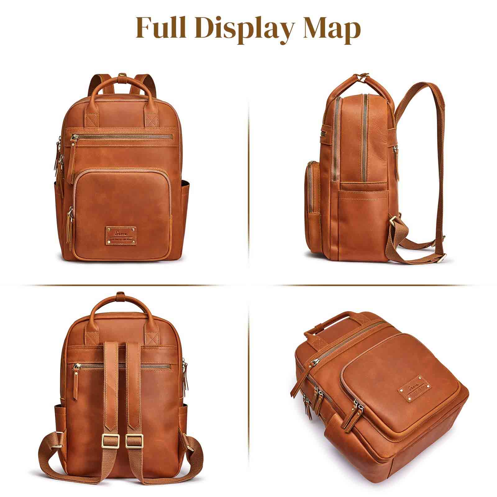 Genuine Leather Travel School Backpack